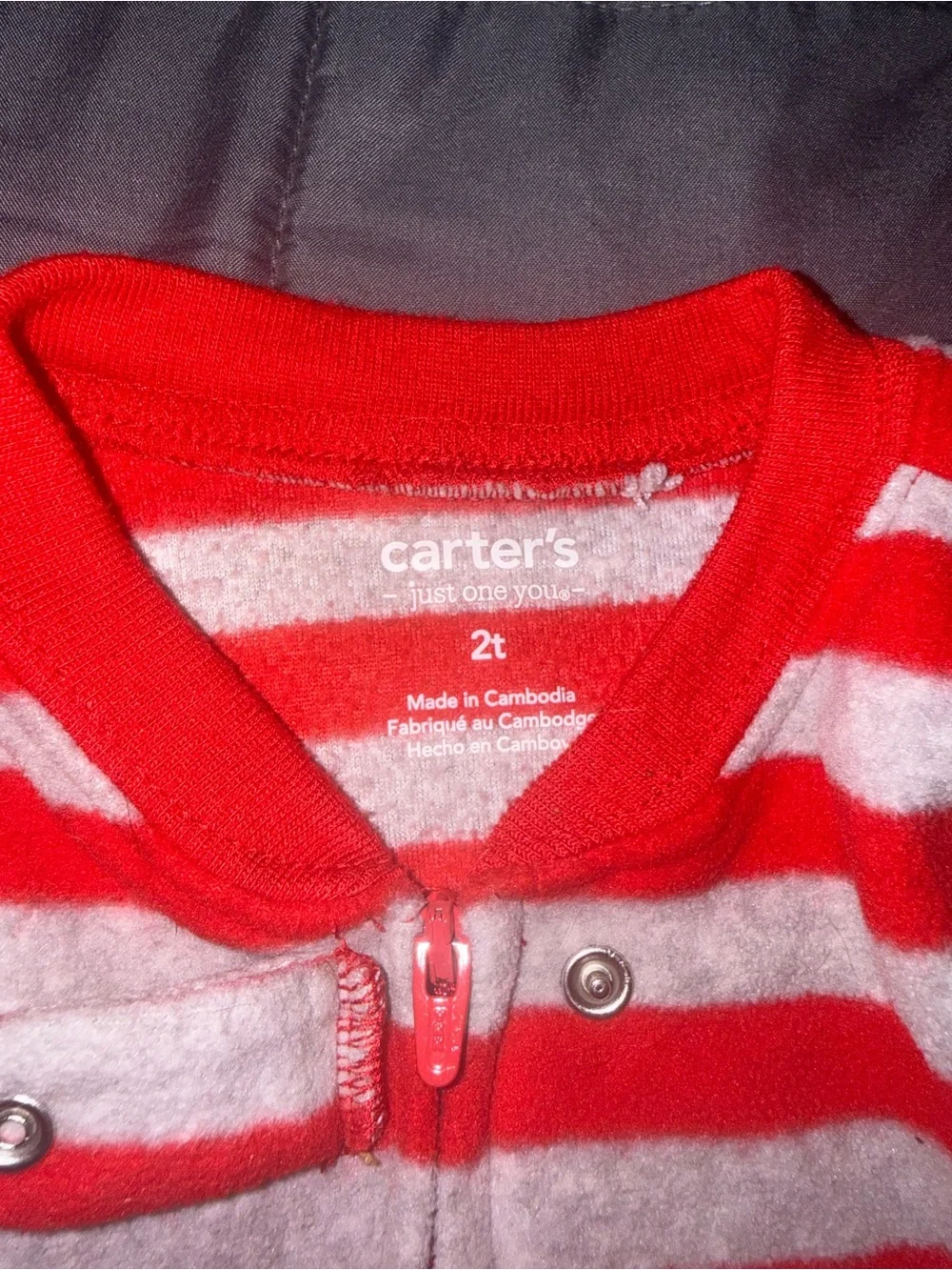 Carter's Red & White Striped Santa Footed One-Piece